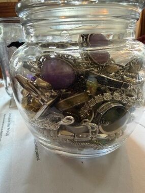Mystery jar of jewelry. 7oz. Rings, bracelets and necklaces. (1)